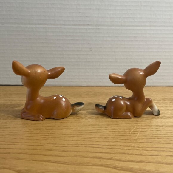 Vtg Japan Ceramic Deer Figurines Bambi Fawn Anthropomorphic Big Eyes MCM Kitsch - Picture 3 of 9